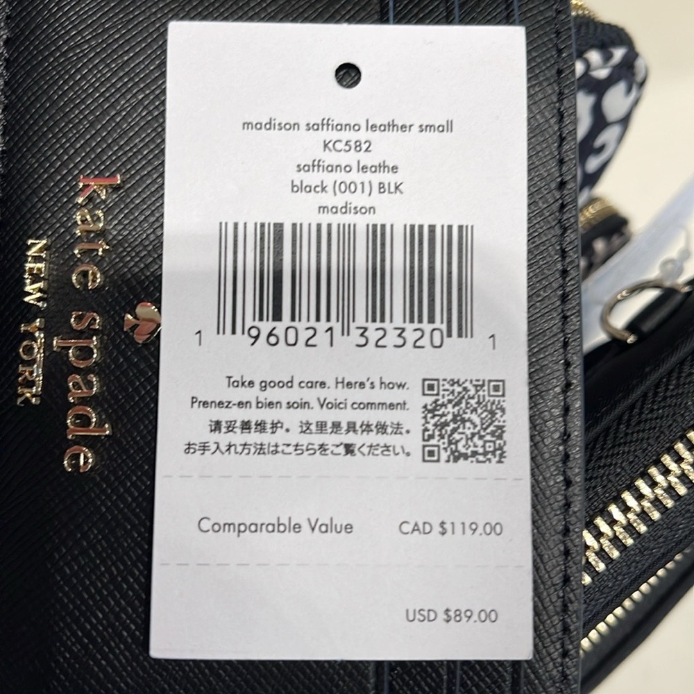 Kate Spade Madison Saffiano Leather Small Slim Card Holder
COLOR: Black 
NWT - Picture 10 of 16